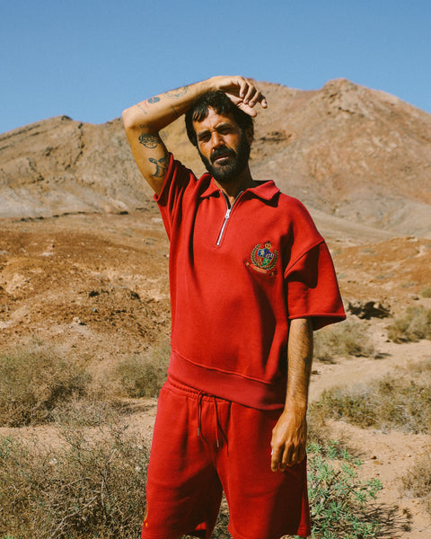 Sabbatical Crest Half Zip Sapphire Red