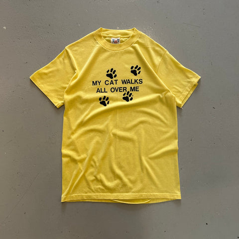 Vintage 80s My Cat Walks All Over Me T-Shirt