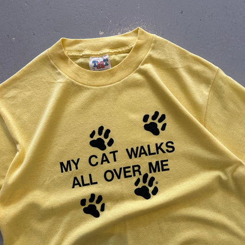 Vintage 80s My Cat Walks All Over Me T-Shirt