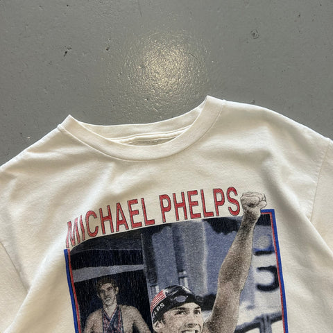 Vintage 2008 Michael Phelps Olympics Medal Man T-Shirt