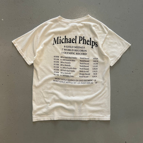 Vintage 2008 Michael Phelps Olympics Medal Man T-Shirt