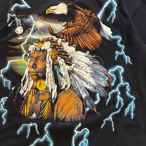 Vintage 90s American Thunder Native Eagle Lightning T-Shirt