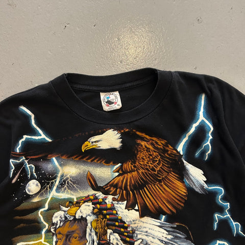 Vintage 90s American Thunder Native Eagle Lightning T-Shirt