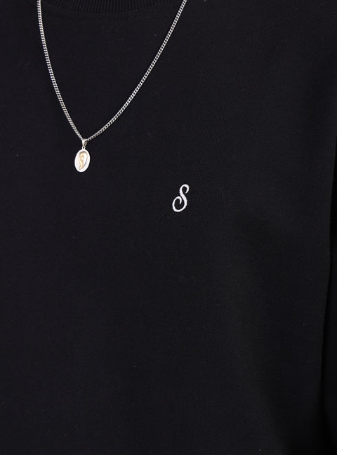 Sabbatical Script Logo Crewneck Black White