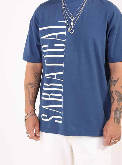 Sabbatical Logo T-Shirt Night Blue White