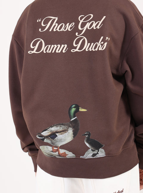 Sabbatical Ducks Crewneck Button Brown