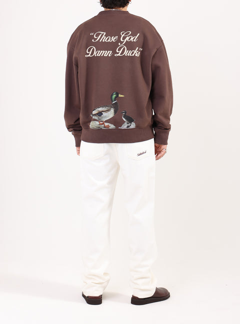 Sabbatical Ducks Crewneck Button Brown