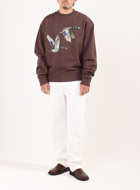 Sabbatical Ducks Crewneck Button Brown