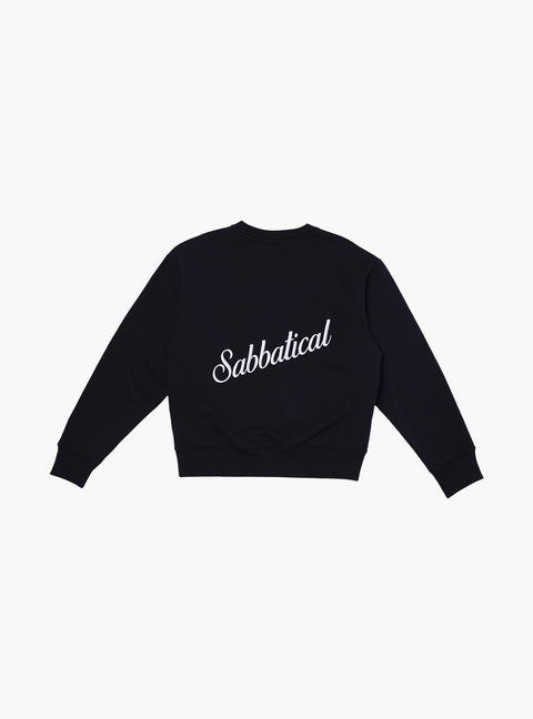 Sabbatical Script Logo Crewneck Black White