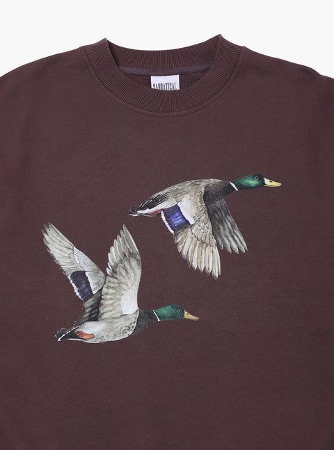 Sabbatical Ducks Crewneck Button Brown