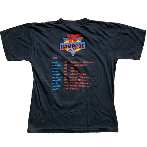 Vintage 1992 WWF Bret Hart 'European Rampage Again Tour' T-Shirt