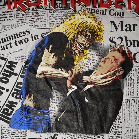 Vintage 1992 Iron Maiden 'Be Quick Or Be Dead' Newspaper T-Shirt