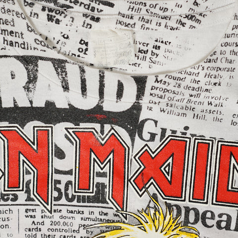 Vintage 1992 Iron Maiden 'Be Quick Or Be Dead' Newspaper T-Shirt