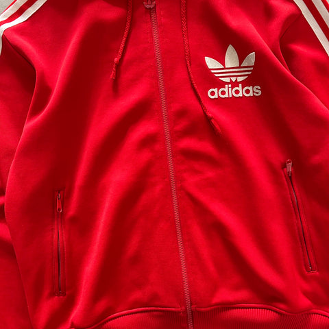 Vintage 00s Adidas Red Hooded Track Jacket