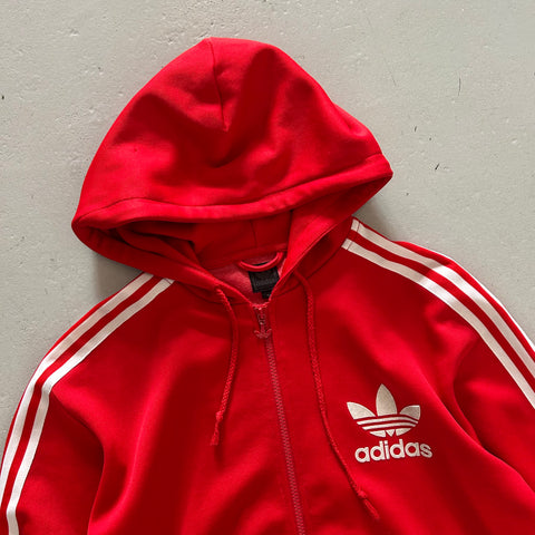 Vintage 00s Adidas Red Hooded Track Jacket