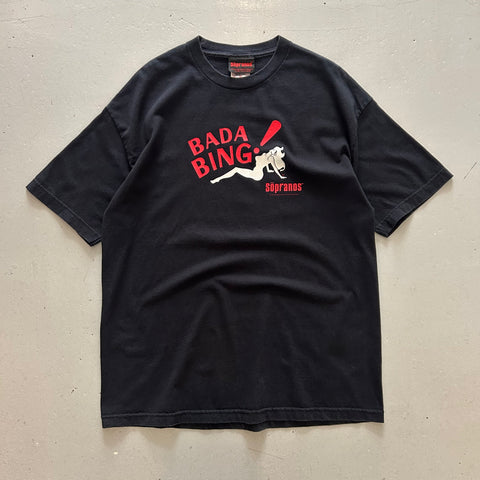 Vintage 2000 The Sopranos Bada Bing T-Shirt Red Silver
