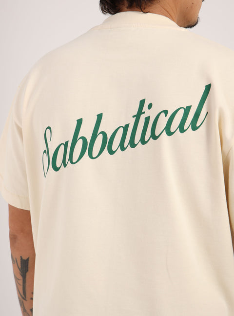 Sabbatical Script Logo T-Shirt Vanilla Green