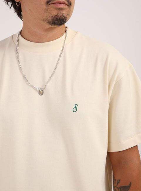 Sabbatical Script Logo T-Shirt Vanilla Green
