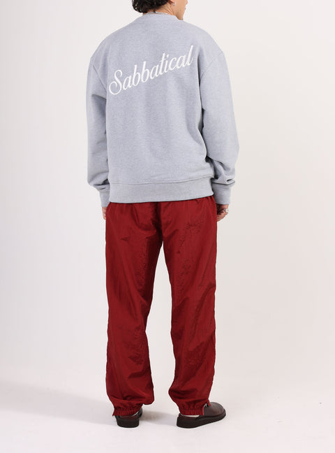 Sabbatical Script Logo Crewneck Heather Grey White