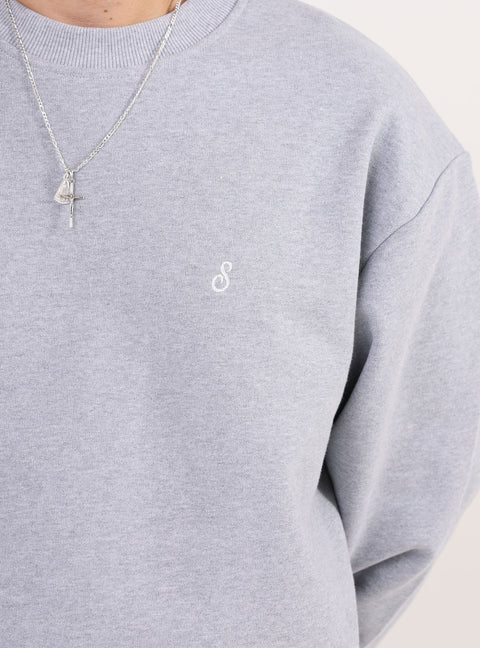 Sabbatical Script Logo Crewneck Heather Grey White