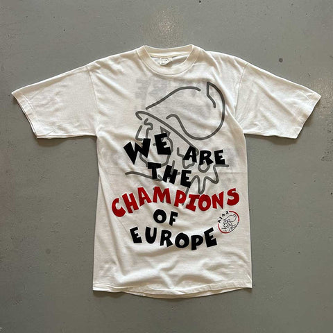 Vintage 1995 Ajax 'We Are The Champions Of Europe' T-Shirt