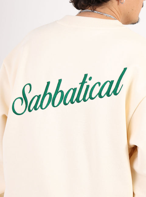 Sabbatical Script Logo Crewneck Vanilla Green