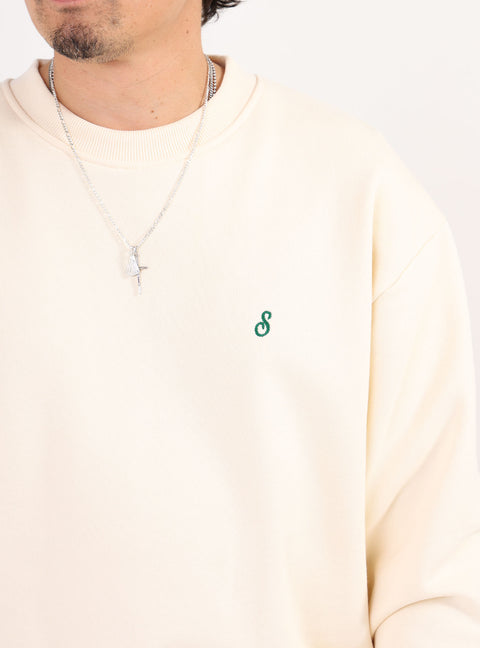 Sabbatical Script Logo Crewneck Vanilla Green
