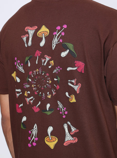 Sabbatical Dancing Shrooms T-Shirt Brown