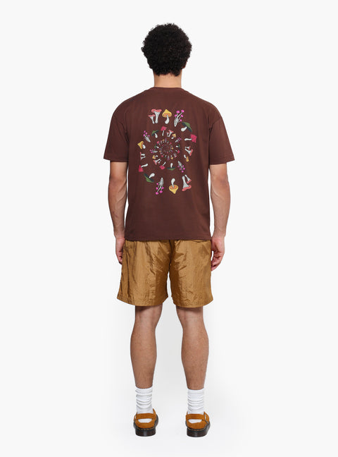 Sabbatical Dancing Shrooms T-Shirt Brown