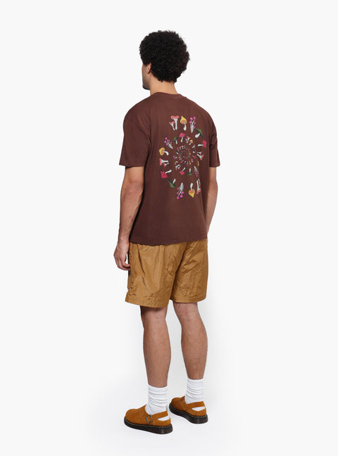 Sabbatical Dancing Shrooms T-Shirt Brown