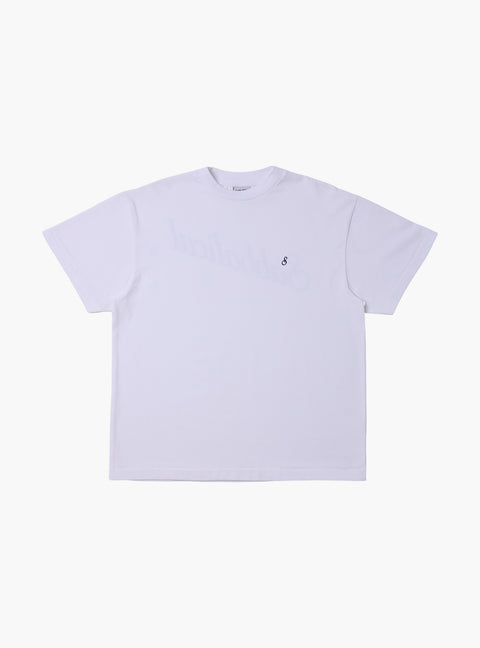 Sabbatical Script Logo T-Shirt White Navy