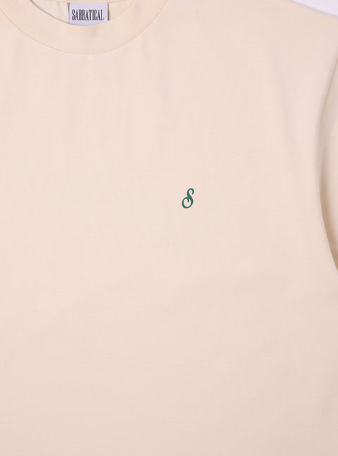 Sabbatical Script Logo T-Shirt Vanilla Green