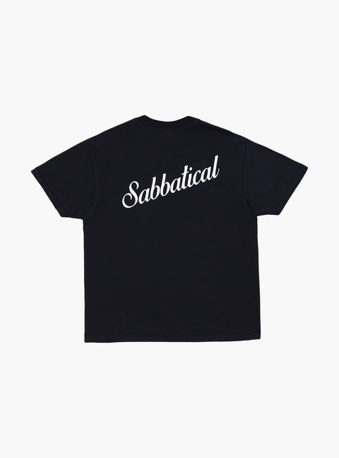 Sabbatical Script Logo T-Shirt Black White