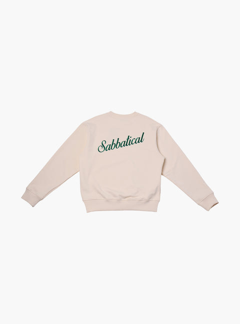 Sabbatical Script Logo Crewneck Vanilla Green