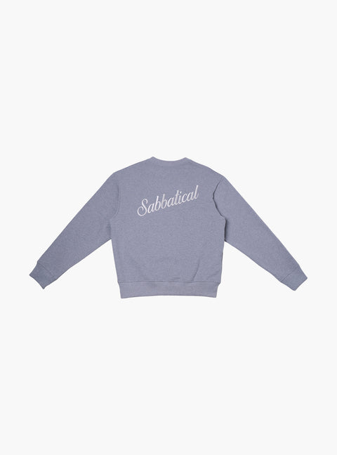 Sabbatical Script Logo Crewneck Heather Grey White