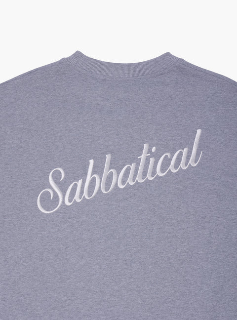 Sabbatical Script Logo Crewneck Heather Grey White
