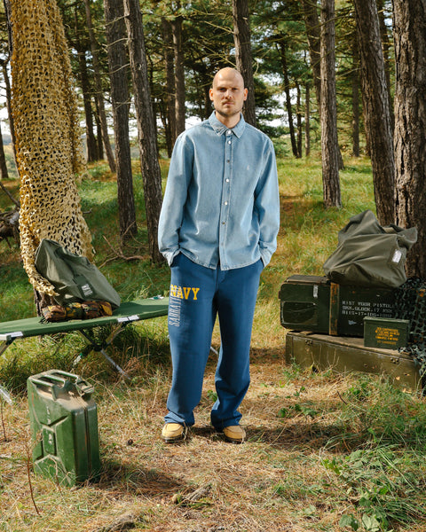 Sabbatical Denim Script Shirt Washed Blue