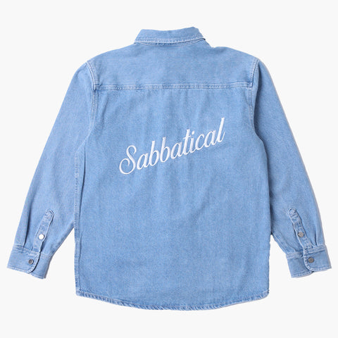 Sabbatical Denim Script Shirt Washed Blue