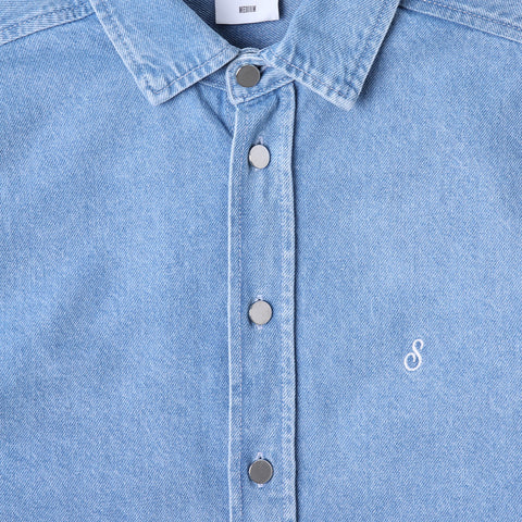 Sabbatical Denim Script Shirt Washed Blue