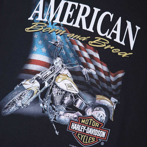 Vintage 1992 Harley-Davidson 3D Emblem 'American Born And Bread' T-Shirt