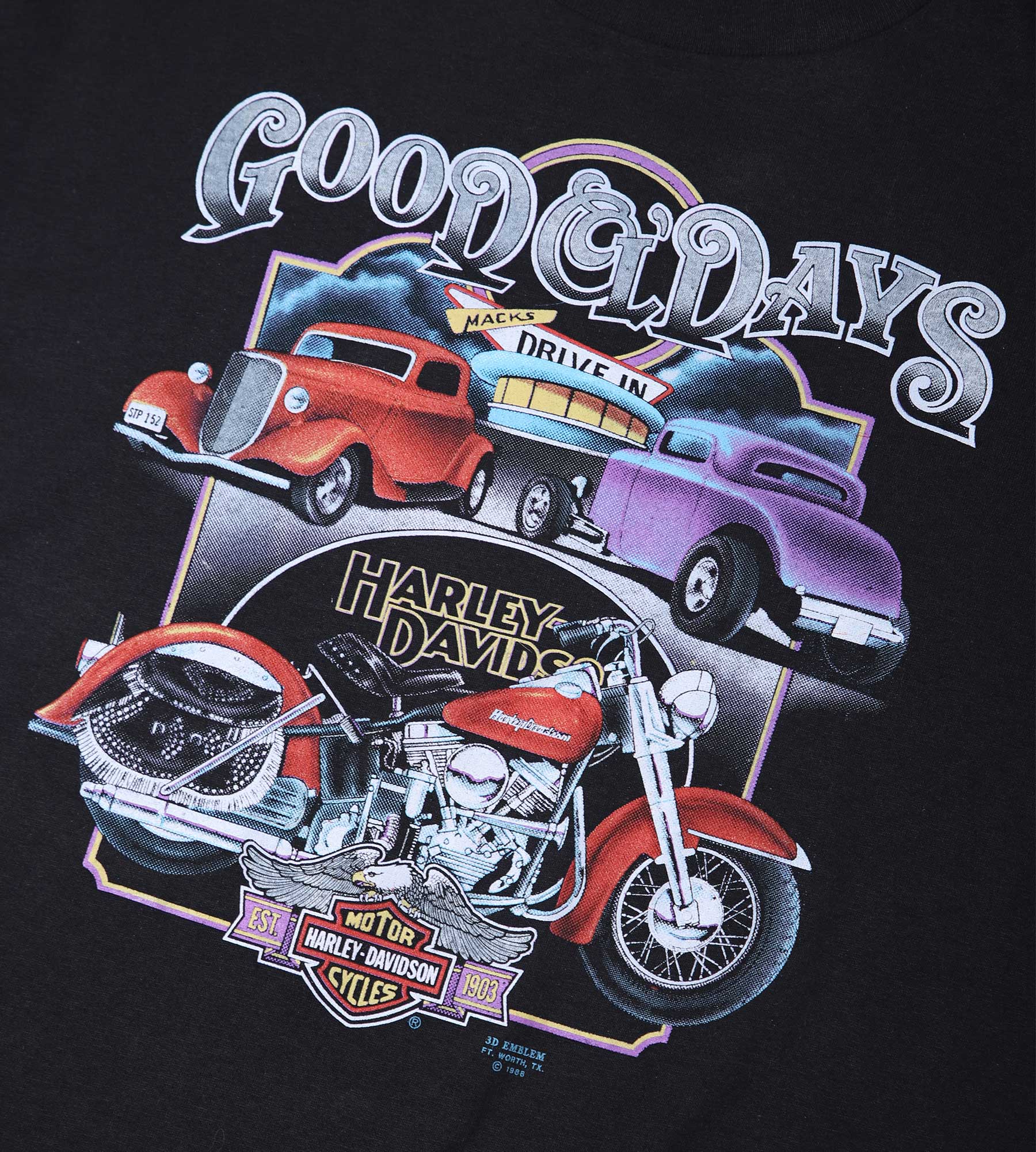 1988 Harley Davidson 3D Emblem Vintage T-Shirt - Tops