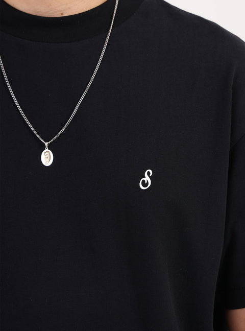 Sabbatical Script Logo T-Shirt Black White