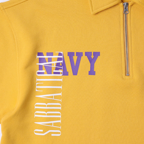 Sabbatical Navy Half Zip Polo Golden Rod