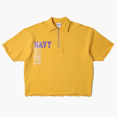 Sabbatical Navy Half Zip Polo Golden Rod