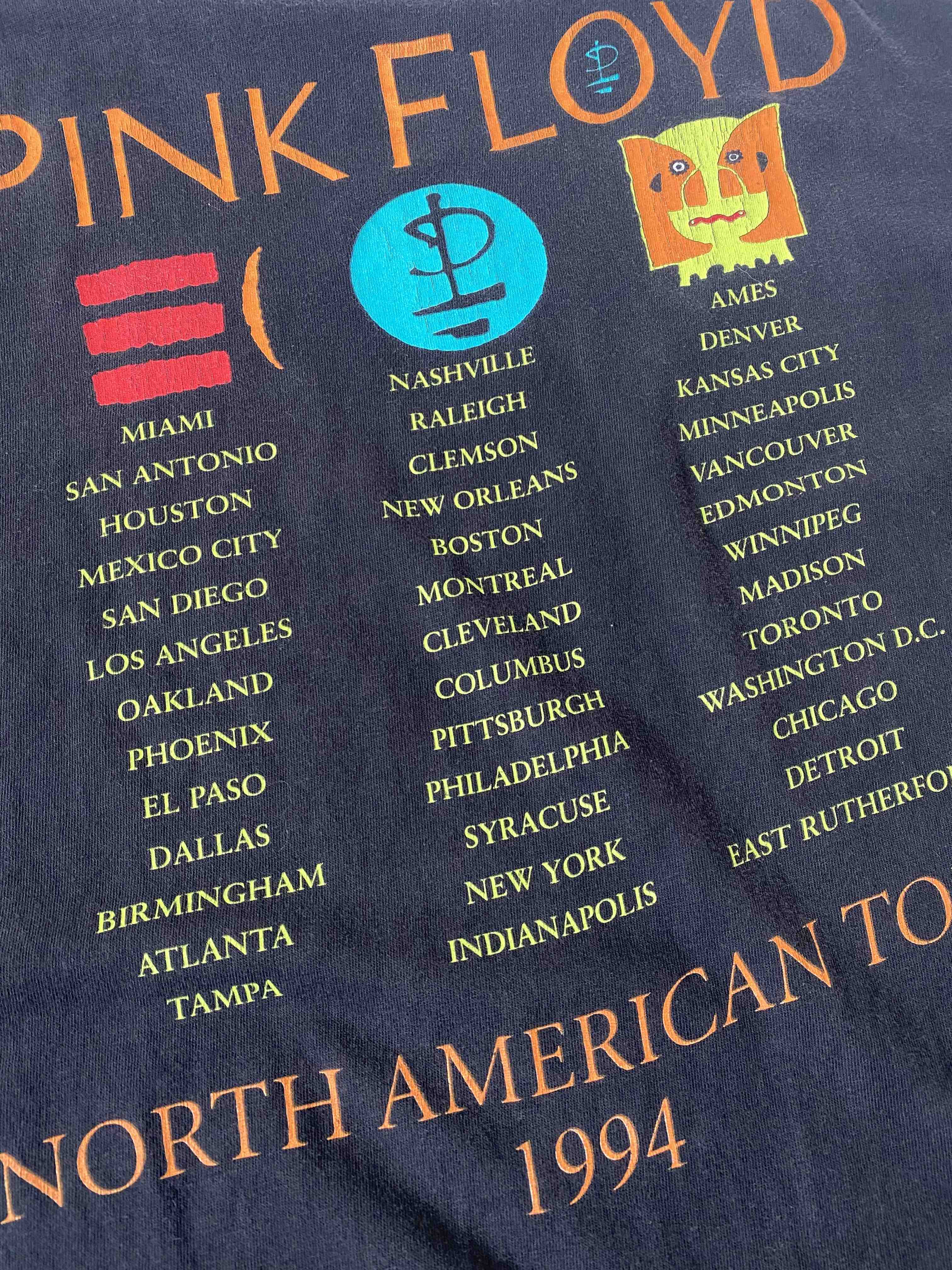 レアPINK FLOYD NORTH AMERICAN TOUR 94 Tシャツ Pink Floyd Division Bell 1994 Tour T-Shirt