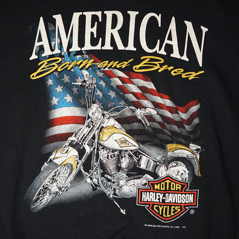 Vintage 1992 Harley-Davidson 'American Born And Bread' 3D Emblem Sweater